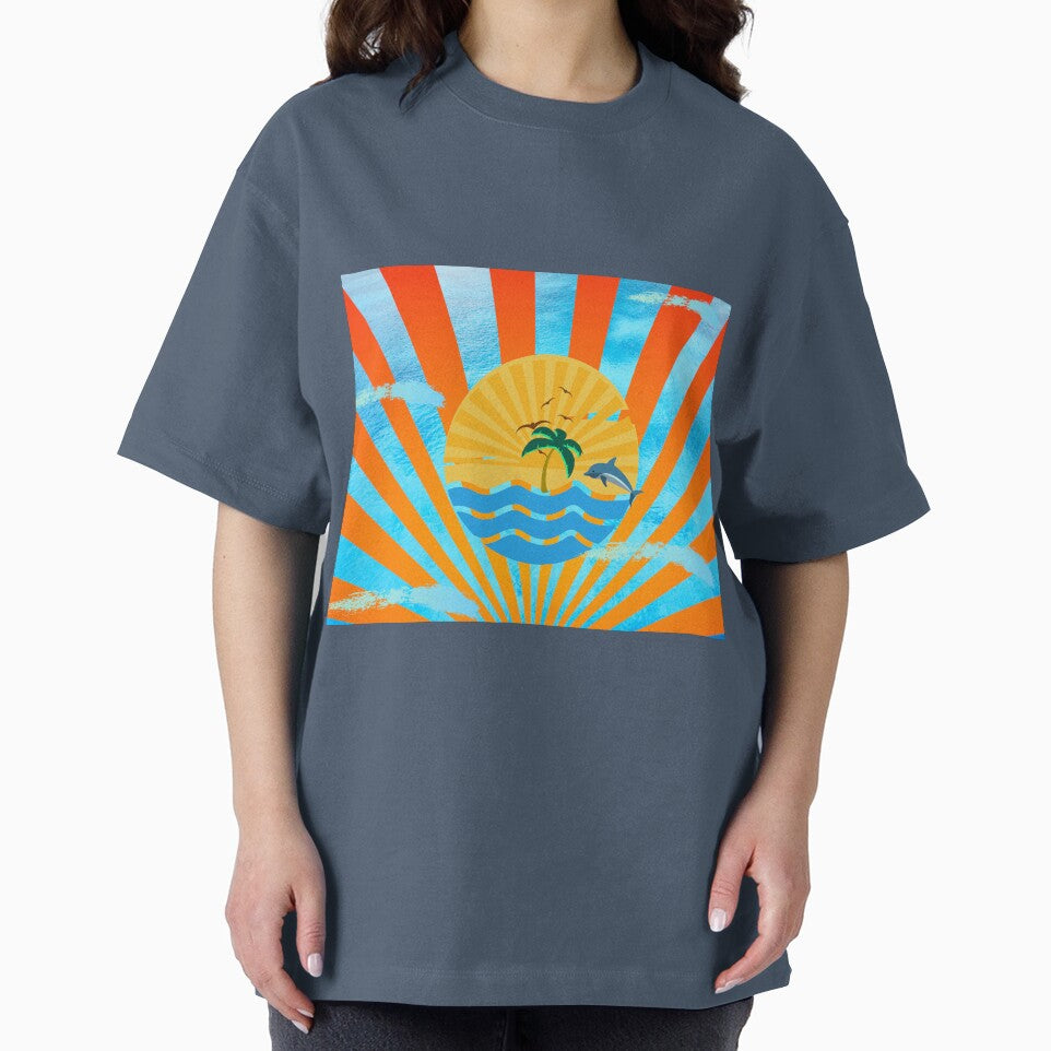 Retro Style Sunset Nautical Life, Ocean, Dolphin by silviaol