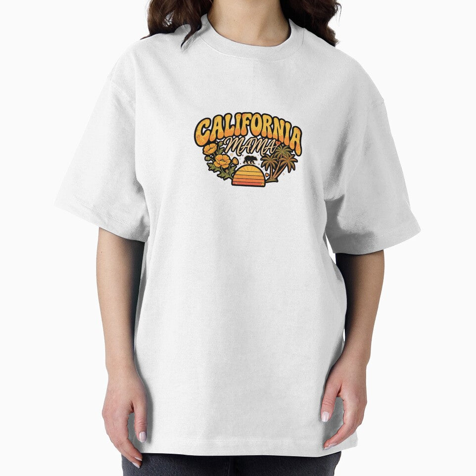 California Mama Retro Shirt - Golden State Poppy Flower Golden Poppy Mom by Petringo