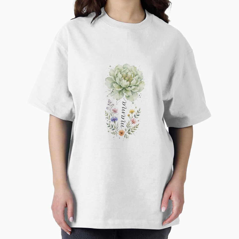 Mama Floral Watercolor - Sage Green Peony Wildflower Gift by Mittu96