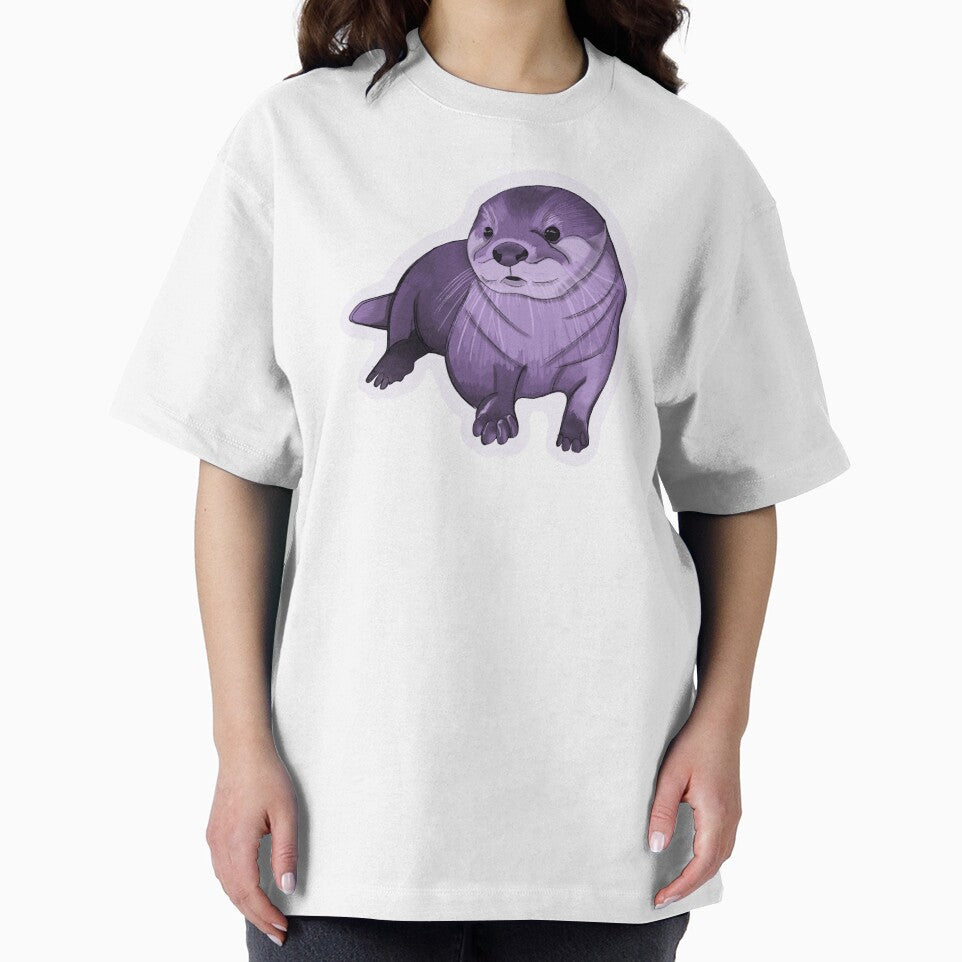 Cute Sea Otter in Purple by For Art Sake