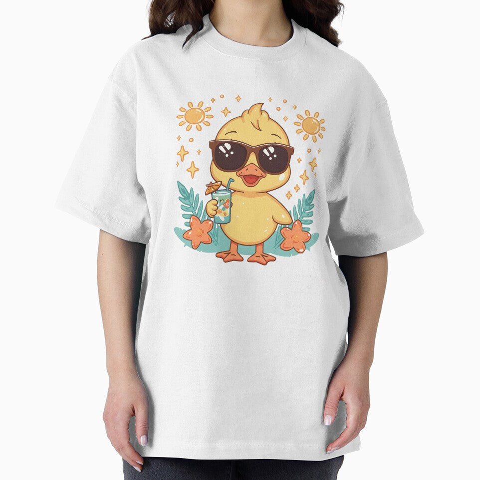 Cute Summer Duck Sticker | Kawaii Yellow Duck with Sunglasses & Tropical Drink | Funny Summer Duck | Beach Vacation Gift by dreamz-world