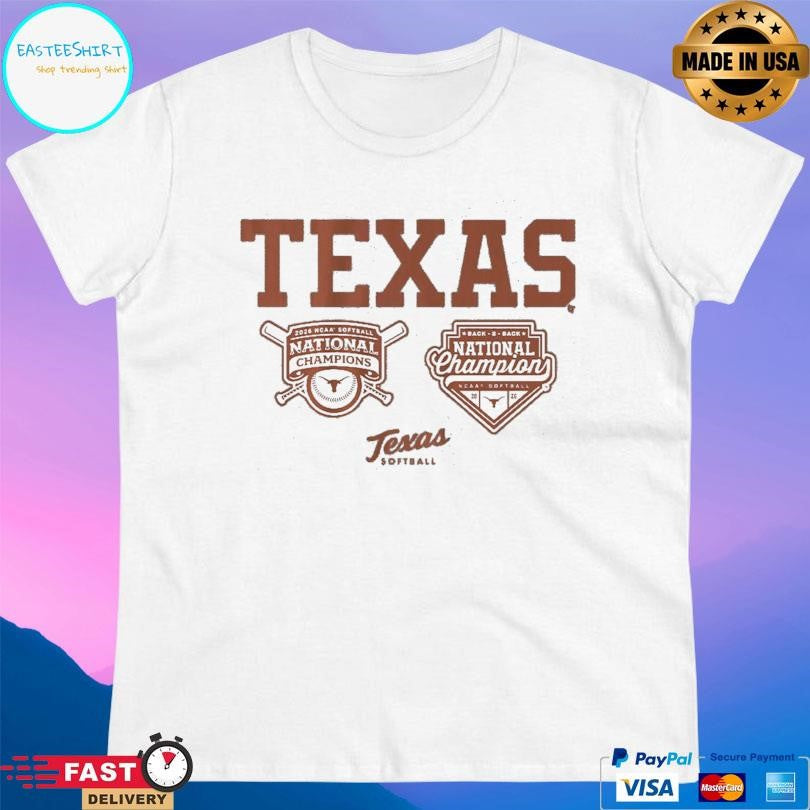 Texas Softball Backtoback Champions Logos Shirt Unisex