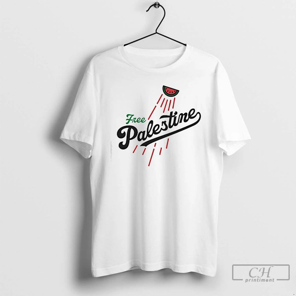 Premium Free Palestine X Los Angeles Dodgers Baseball Team Logo Graphic T Shirts Unisex