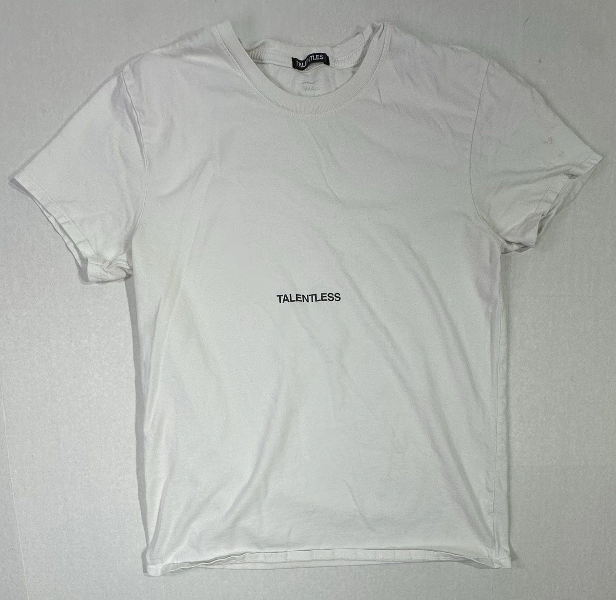 Talentless White Logo Men’s Small Minimalist Streetwear Graphic Tee Unisex