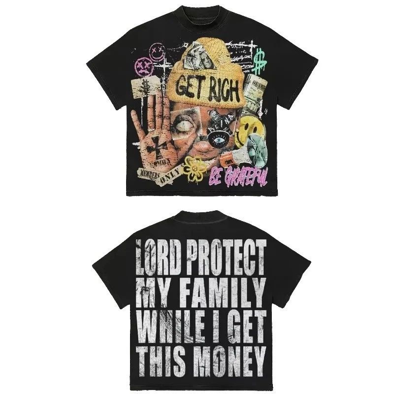 New Retro Hip Hop Style Graphic Printed Loose Fit Cotton For Men Women Unisex
