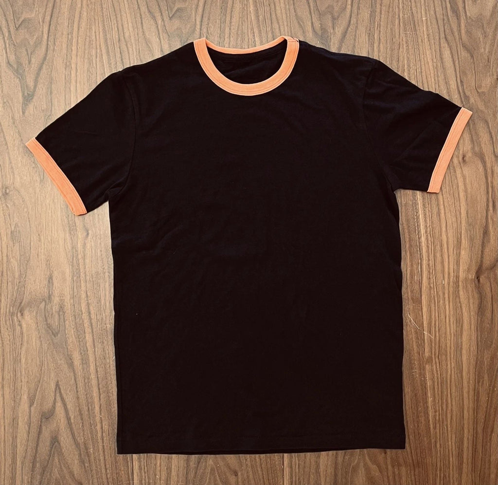 Johnson Motors - Ringer - NWOT - Jet Black/Orange - Medium (see pics/chart) Unisex