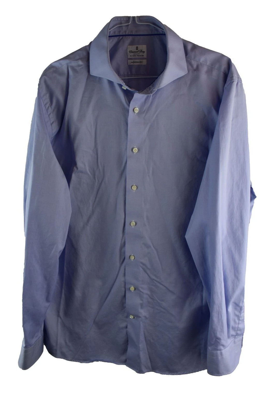 EMANUEL BERG Blue Long Sleeve Shirt size 16.5" 42Cm Mens Modern Fit Casual Unisex