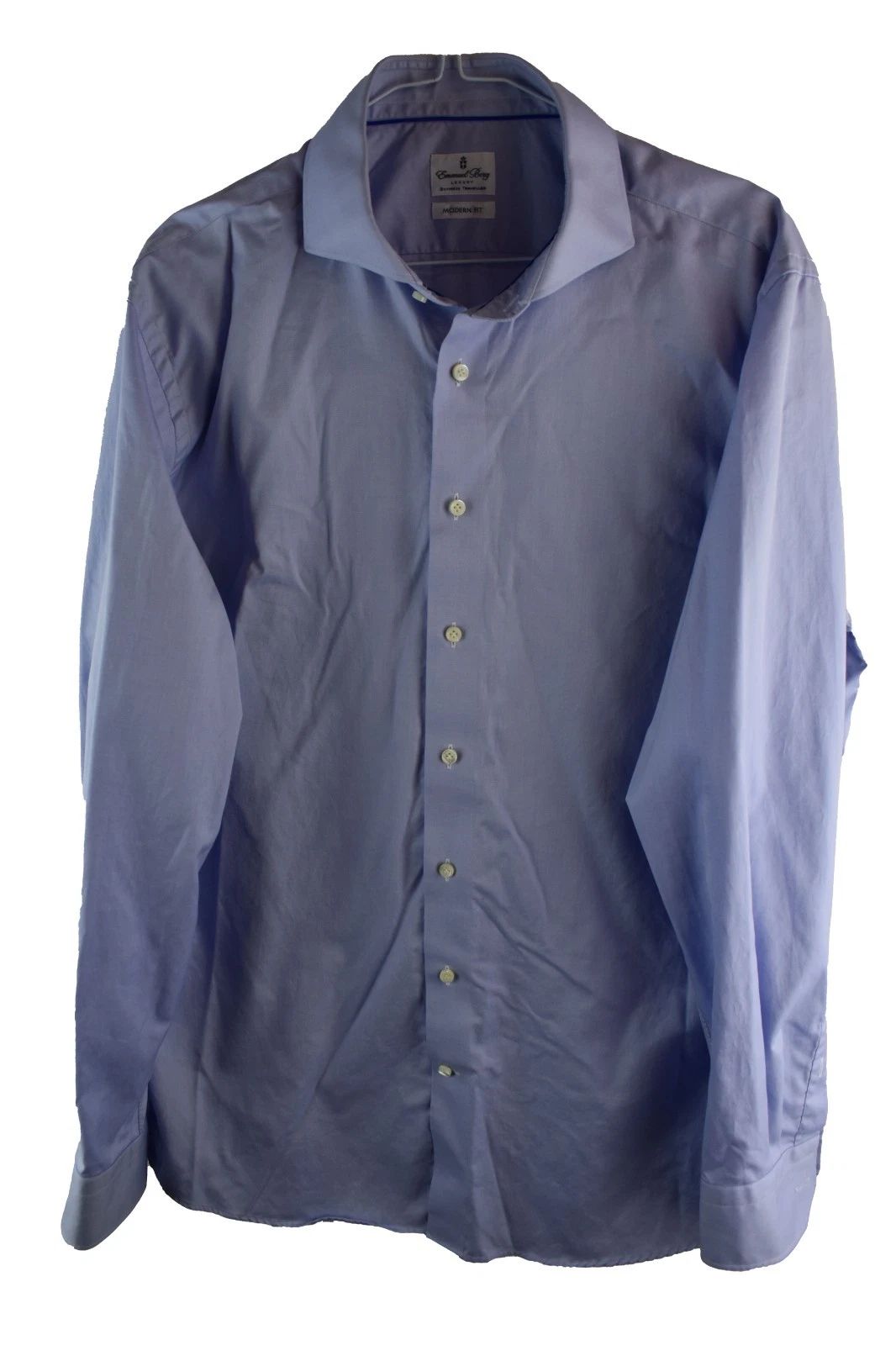 EMANUEL BERG Blue Long Sleeve Shirt size 16.5" 42Cm Mens Modern Fit Casual Unisex