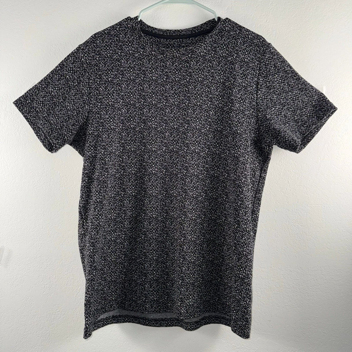Mens Black White Abstract Speckled Print T Shirt L Short Sleeve Casual Daily Unisex