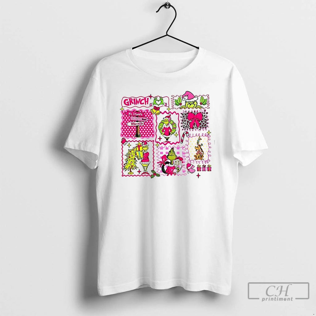 Premium Pink Grichmas Christmas Leopard Green Xmas Grinch And Friends T Shirts Unisex