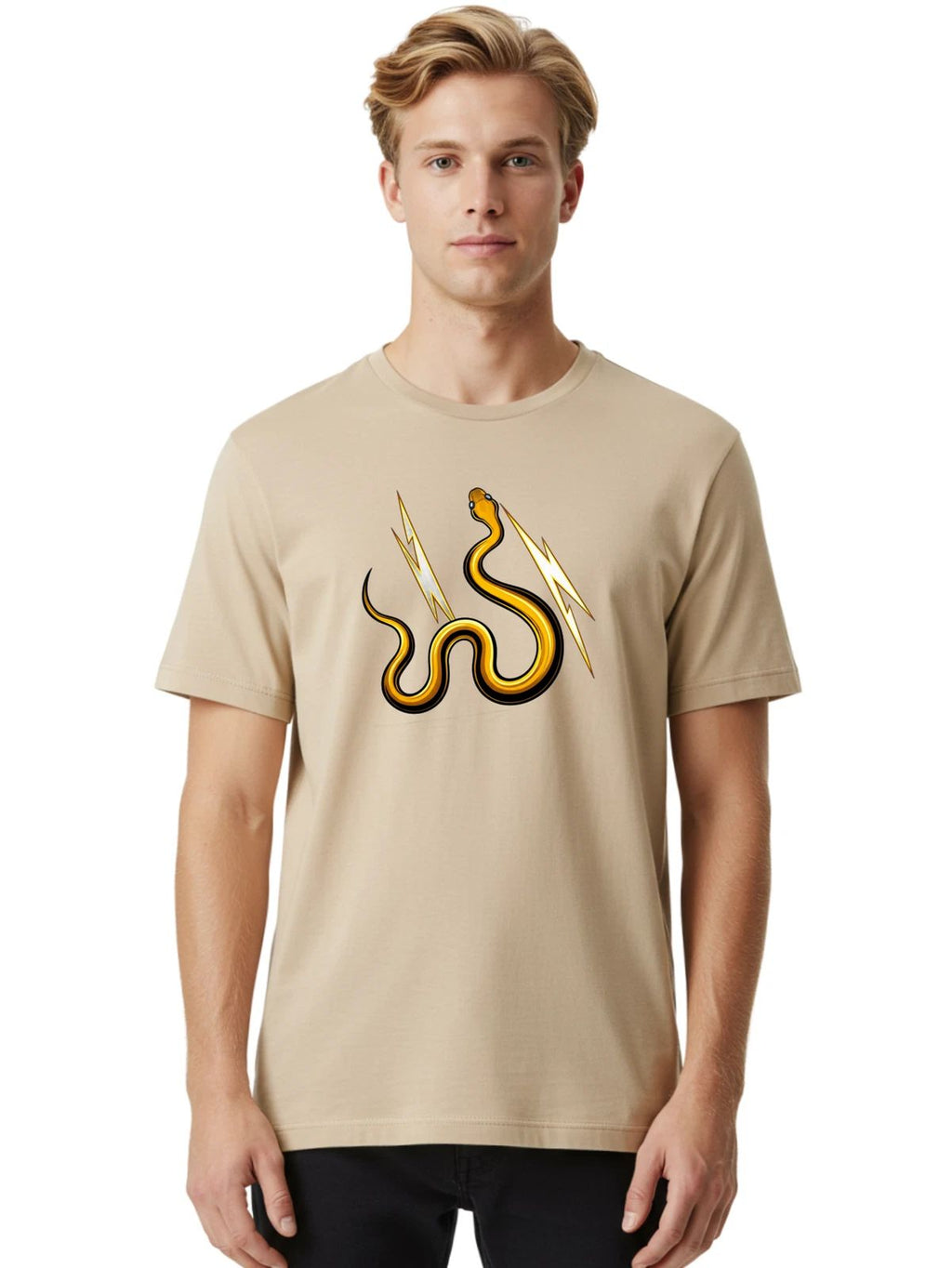 Electric-Snake Mens Graphic Tee, 100% Cotton, Casual Summer Wear Unisex