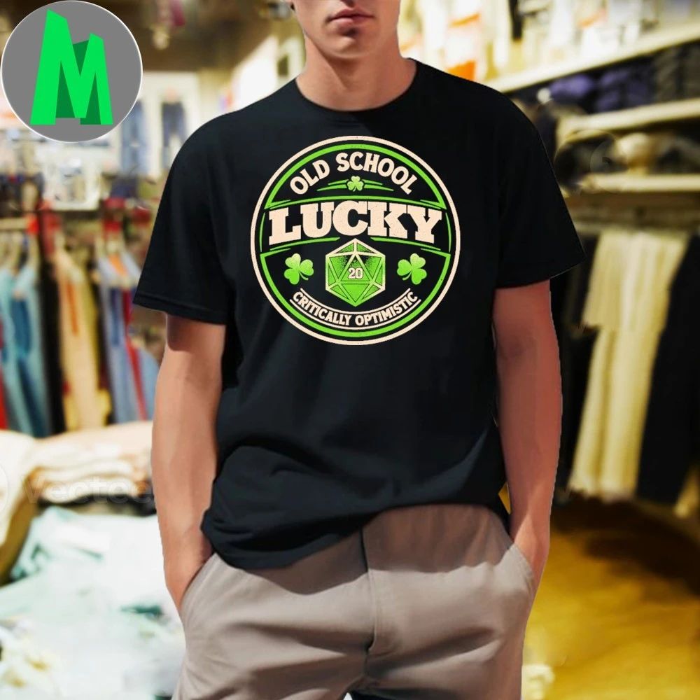 Old School Lucky D20 Gaming Badge Shirt Unisex