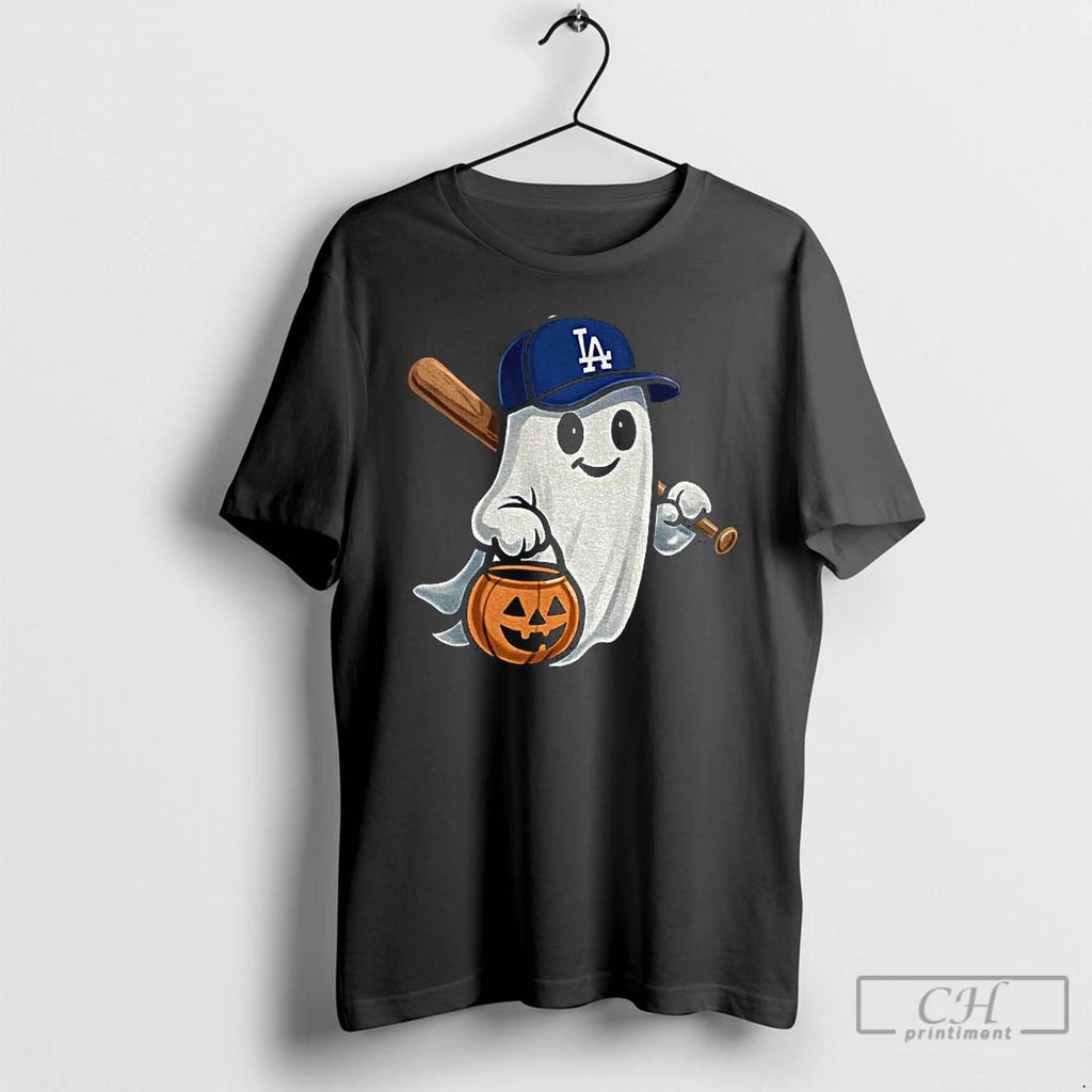 Classic Ghost Los Angeles Dodgers Pumpkin Spooky Baseball T Shirts Unisex