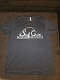 Surf Guitar Large Tshirt - Surfers play Guitar Cotton Unisex Dark Heather Grey Unisex