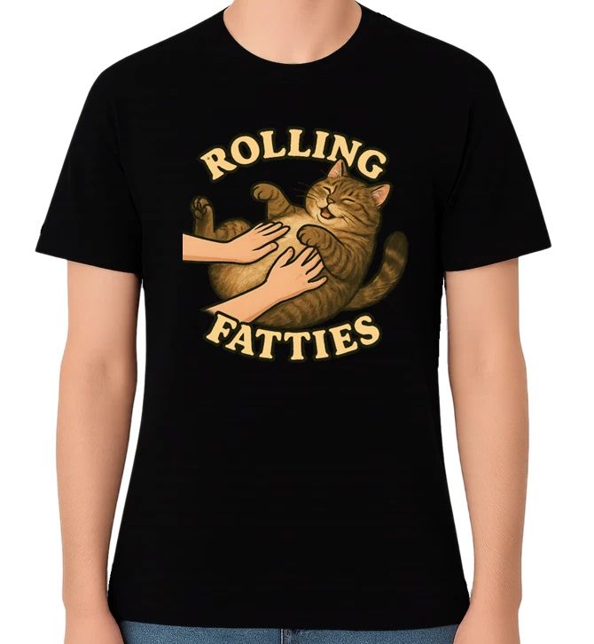 Rolling Fatties Funny Cat Lover Unisex Graphic Cute Humour Tee Unisex