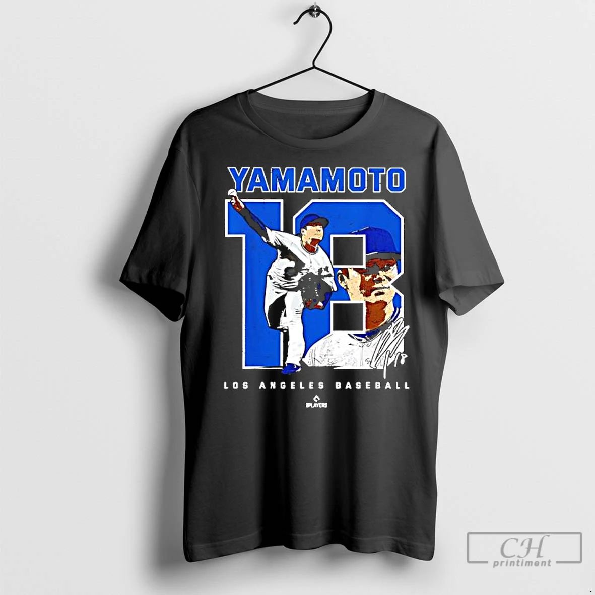 Classic Yoshinobu Yamamoto Caricature Baseball Fan Signature Los Angeles Unisex