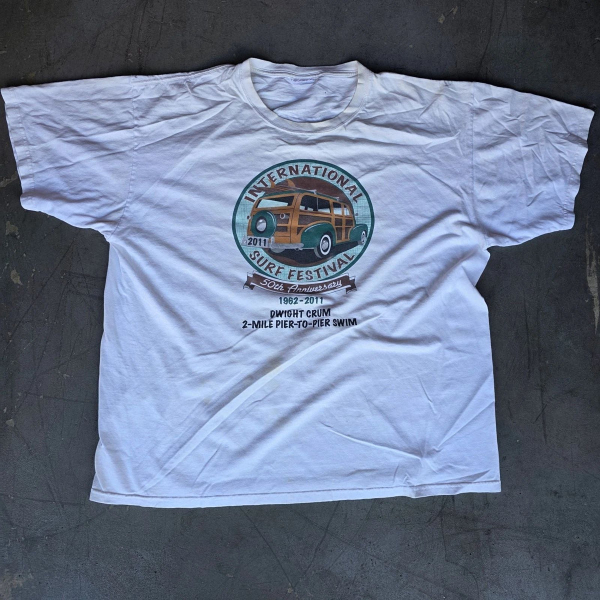 Dwight Crum International Y2k Vtg Surf festival Tee Shirt Preowned L Unisex