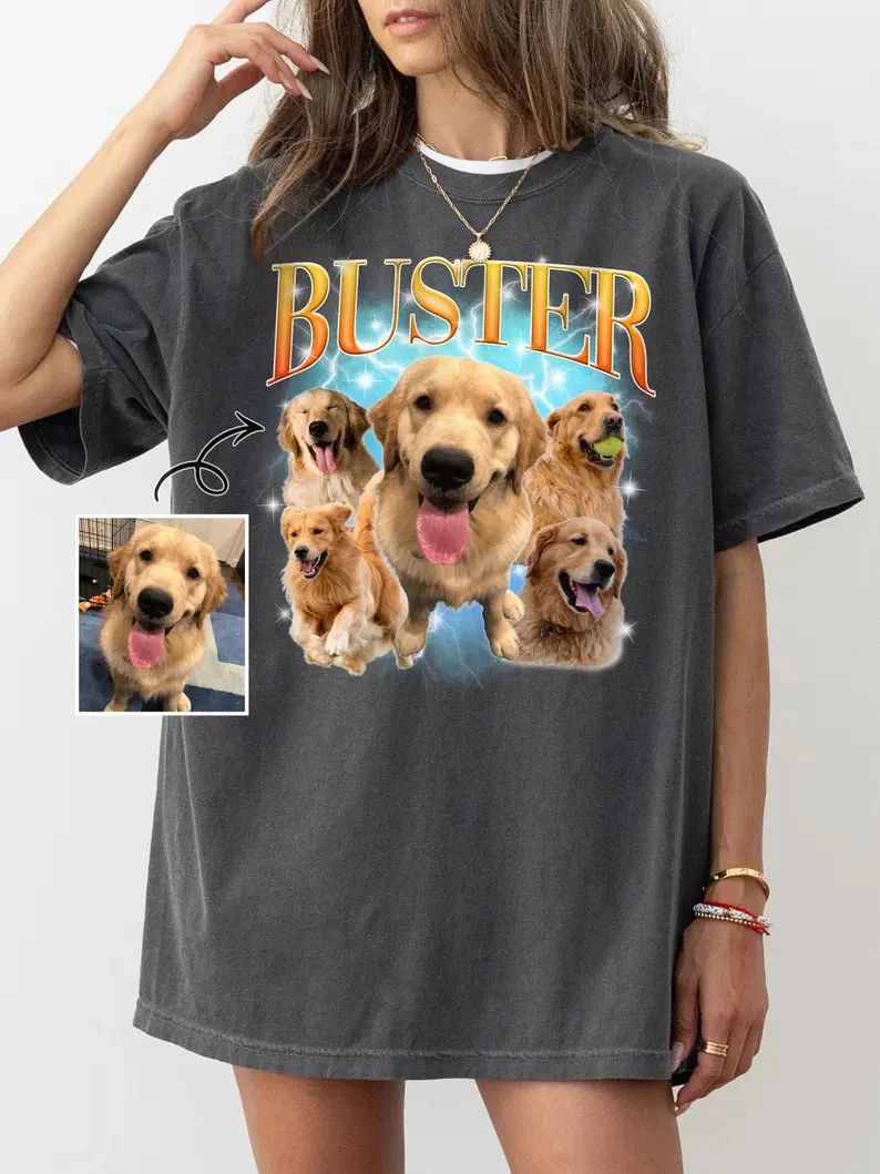 Custom Dog Bootleg Shirt Personalized Pet Lover Tee Vintage Style Gift Unisex