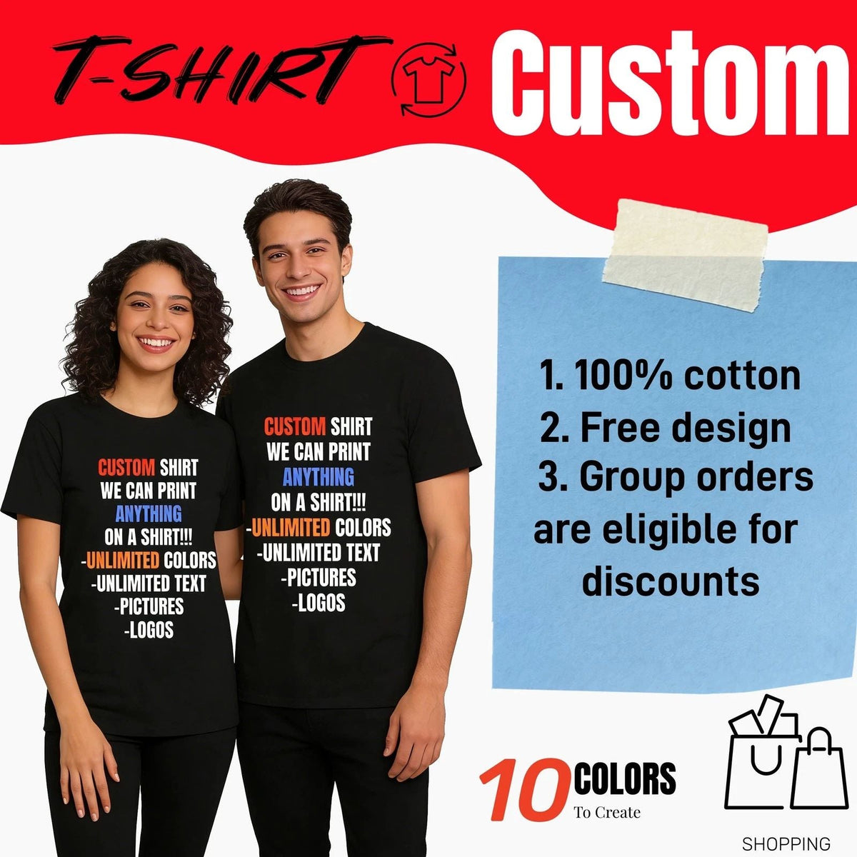 Custom Adult - Front & Back Print with Your Image - Personalized Design Unisex