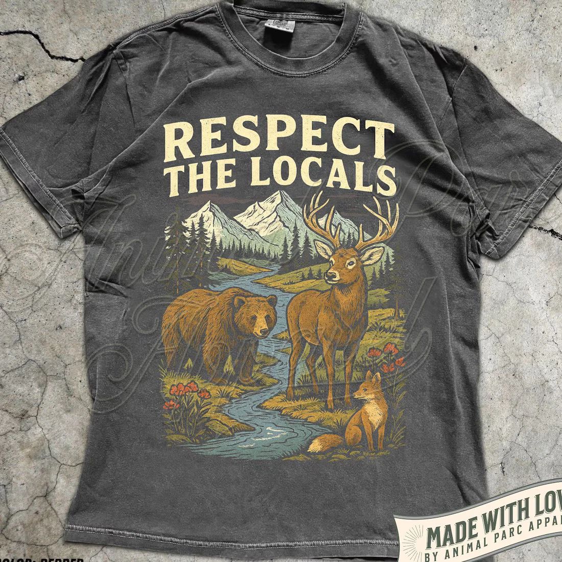 Respect the Locals Wildlife Shirt, Bear Deer Fox Nature Graphic Tee, Unisex