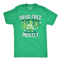 Mens Funny T Shirts Drug Free Mostly Sarcastic 420 Graphic Novelty Tee for Men Unisex