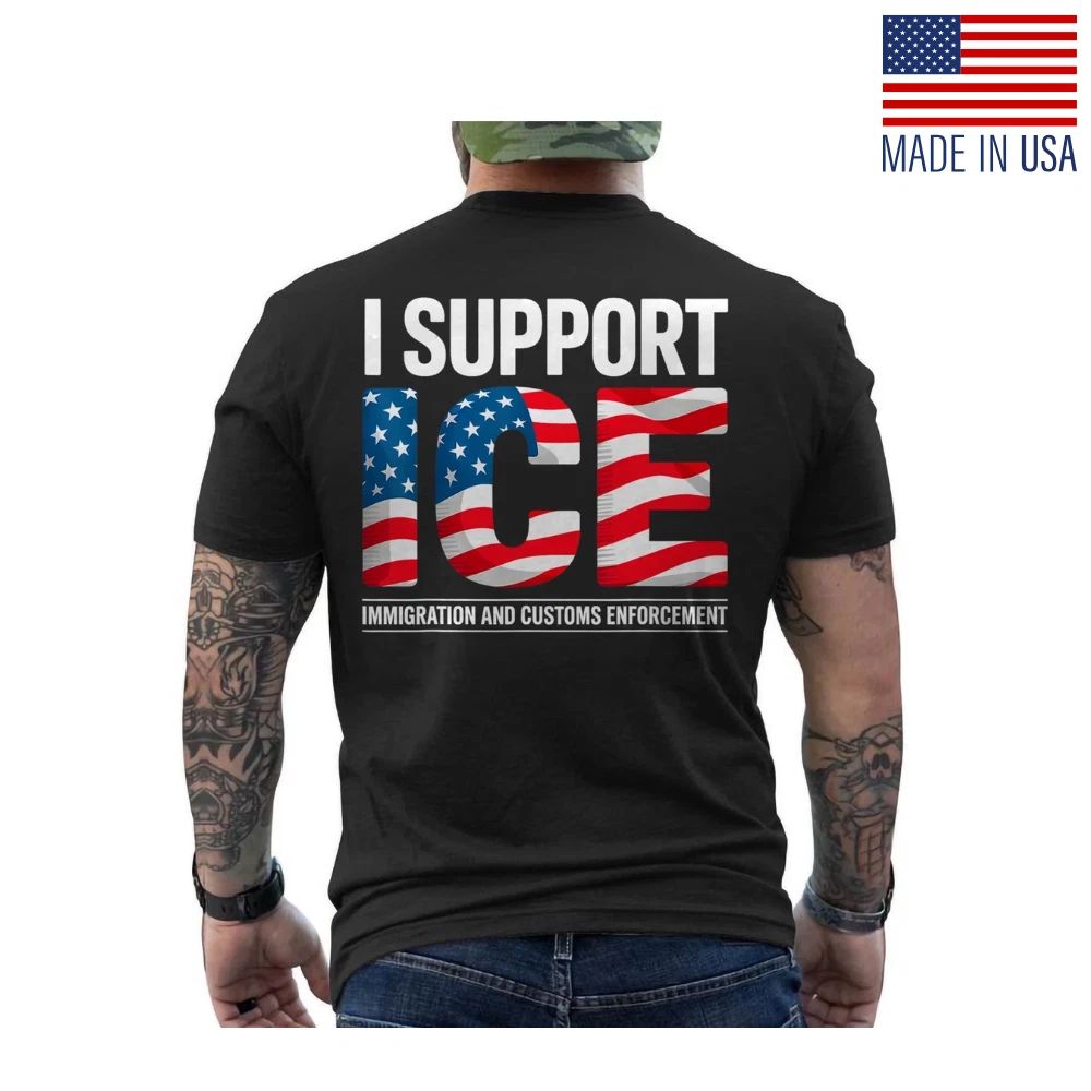 ICE Immigration Officers American Flag I Support Trump 2025 ON BACK Unisex