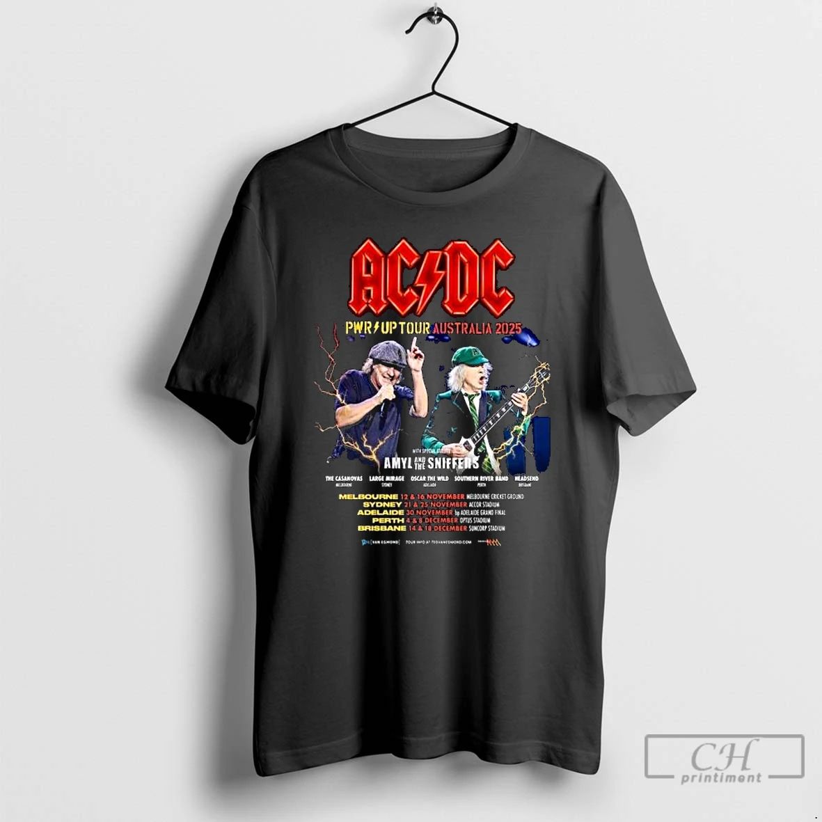 Classic Acdc Pwr Up Tour Australia 2025 City Dates With Special Guests Lineup Angus Young Unisex