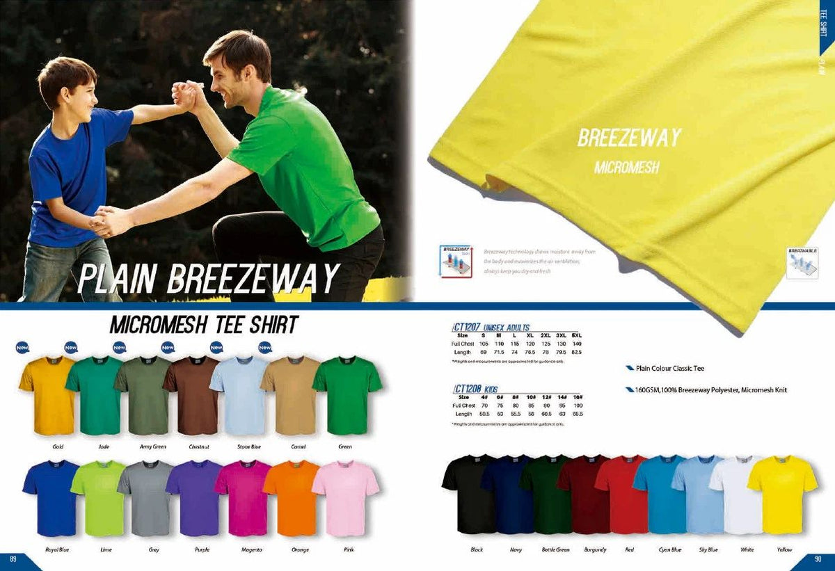 New Unisex Adults Plain Colour Quick Dry Classic Micromesh Tee Shirt Jersey Tops Unisex
