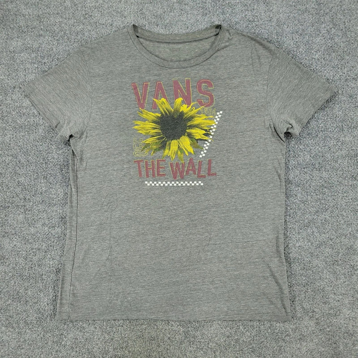 Vans Shirt Men's Medium Gray Off The Wall Floral Graphic Tee Short Sleeve Adult Unisex