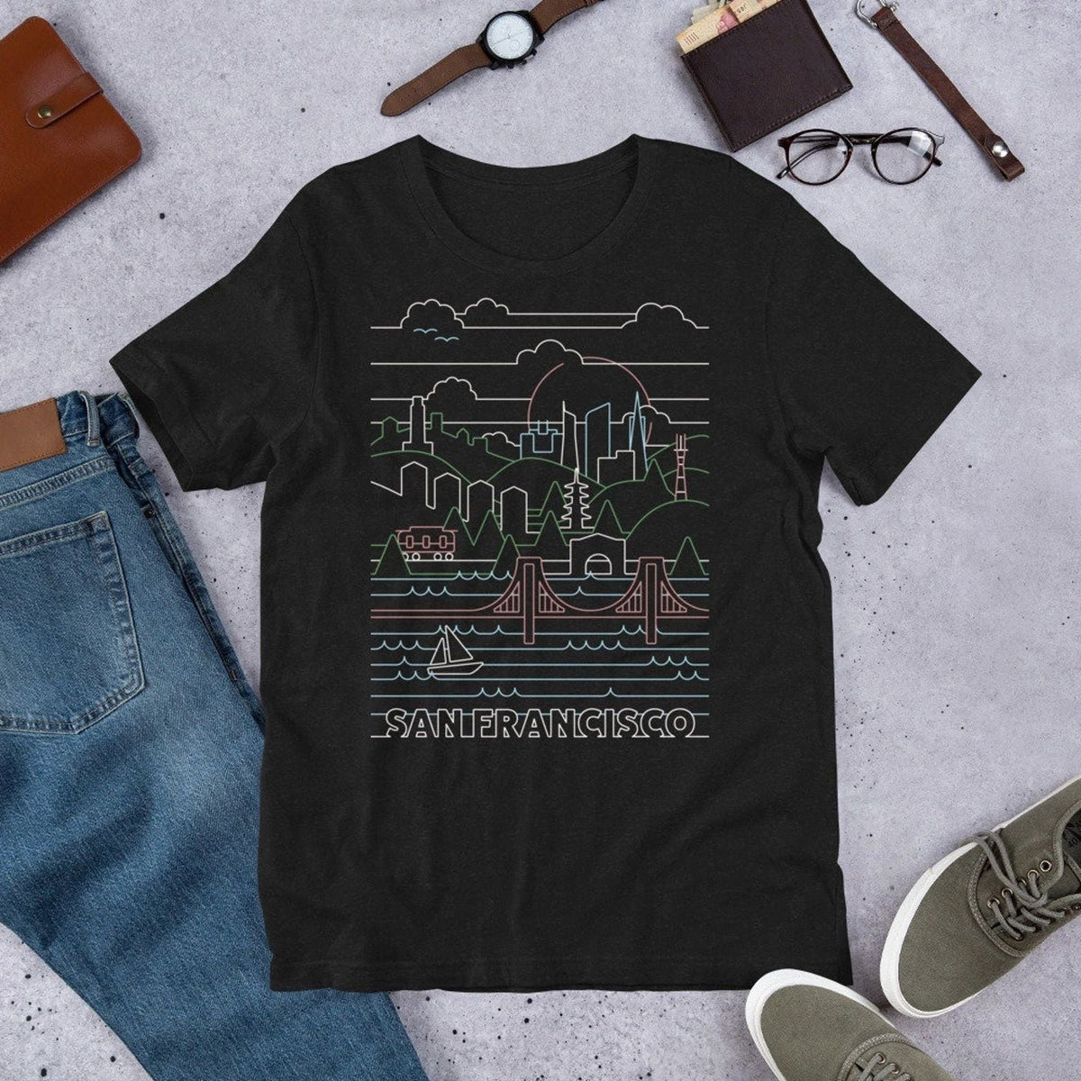 Vintage Francisco Design Shirt Travel Gift California Holiday Trip Souvenir Tee Unisex