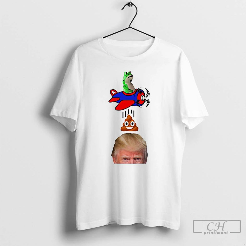 Classic Pepe The Frog Flying A Plane Dropping A Poop Emoji On Donald Trump Unisex