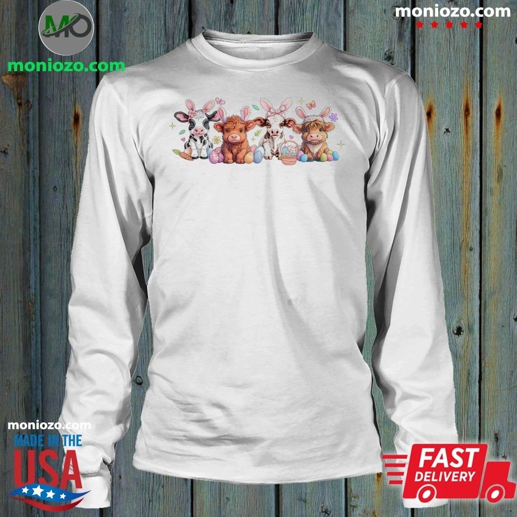 Original Cute Easter Cow Bunny Ear Cow Easter Farm Animal Easter Clipart Shirt Unisex