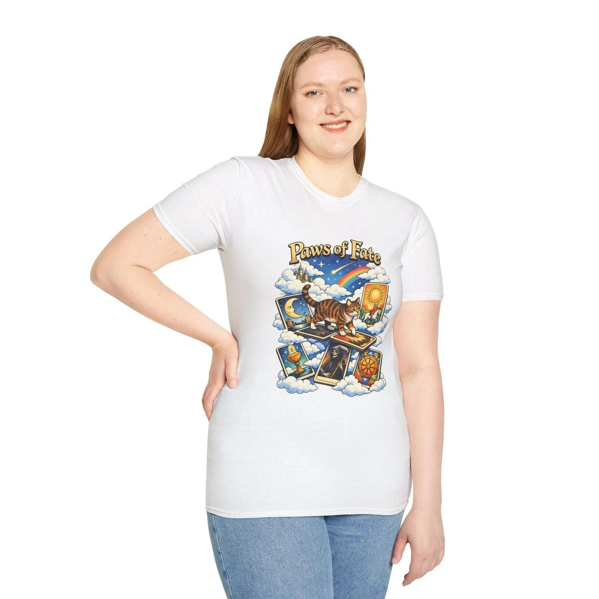 Cat Tarot Mystic Surreal Fantasy Clouds Dreamscape Unisex Softstyle Unisex