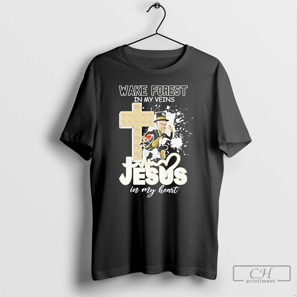 Classic Wake Forest In My Veins Mascot Jesus In My Heart T Shirts Unisex