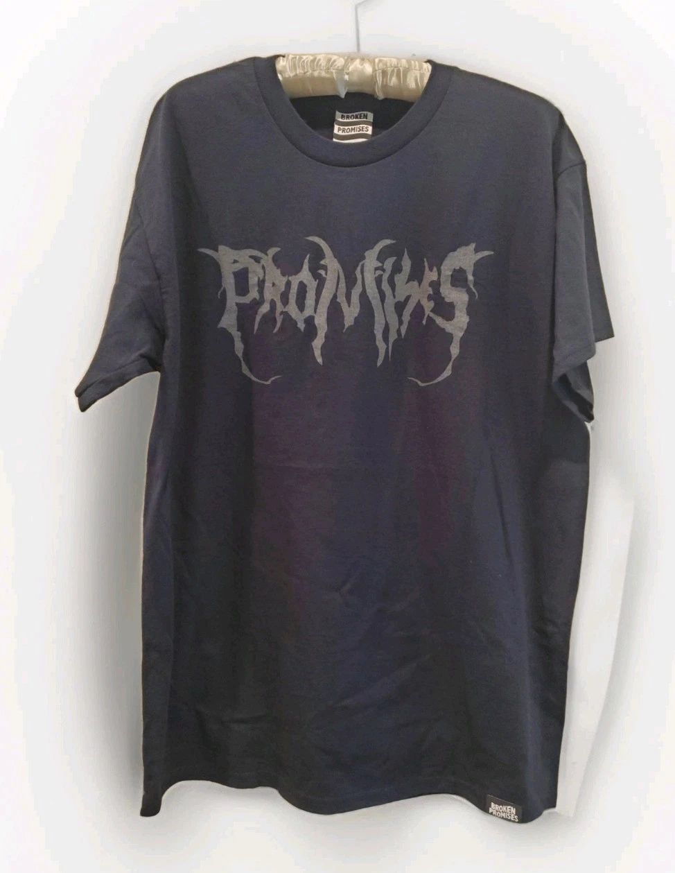 Broken Promises Men's Large Black Metal Logo Grunge Streetwear L Unisex