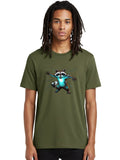 Electric-Raccoon Mens Graphic Tee, 100% Cotton, Casual Summer Wear Unisex