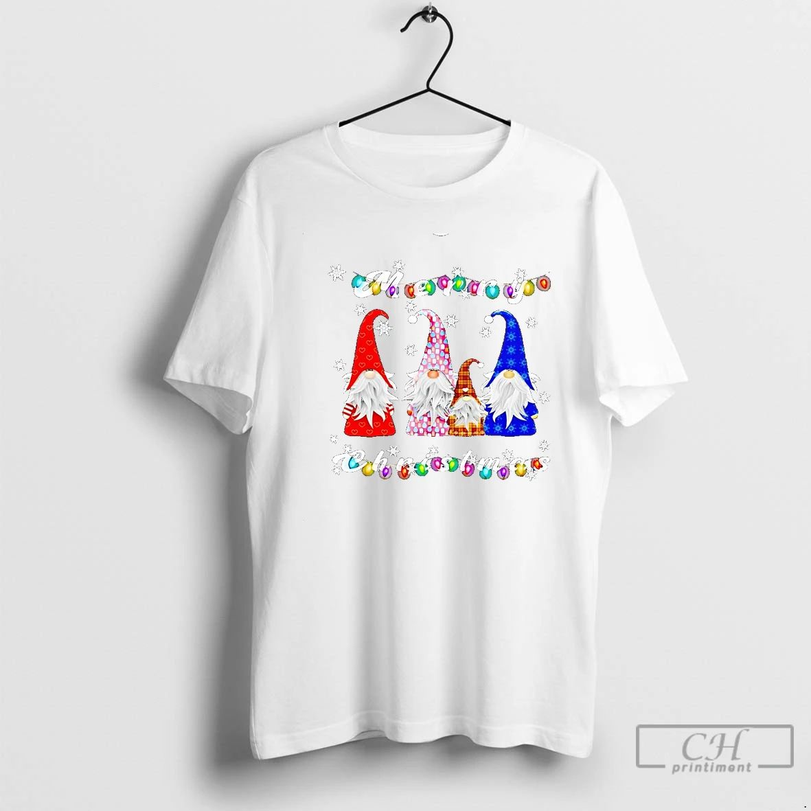 Classic Family Gnomes Merry Christmas Lights And Snowflakes T Shirts Unisex