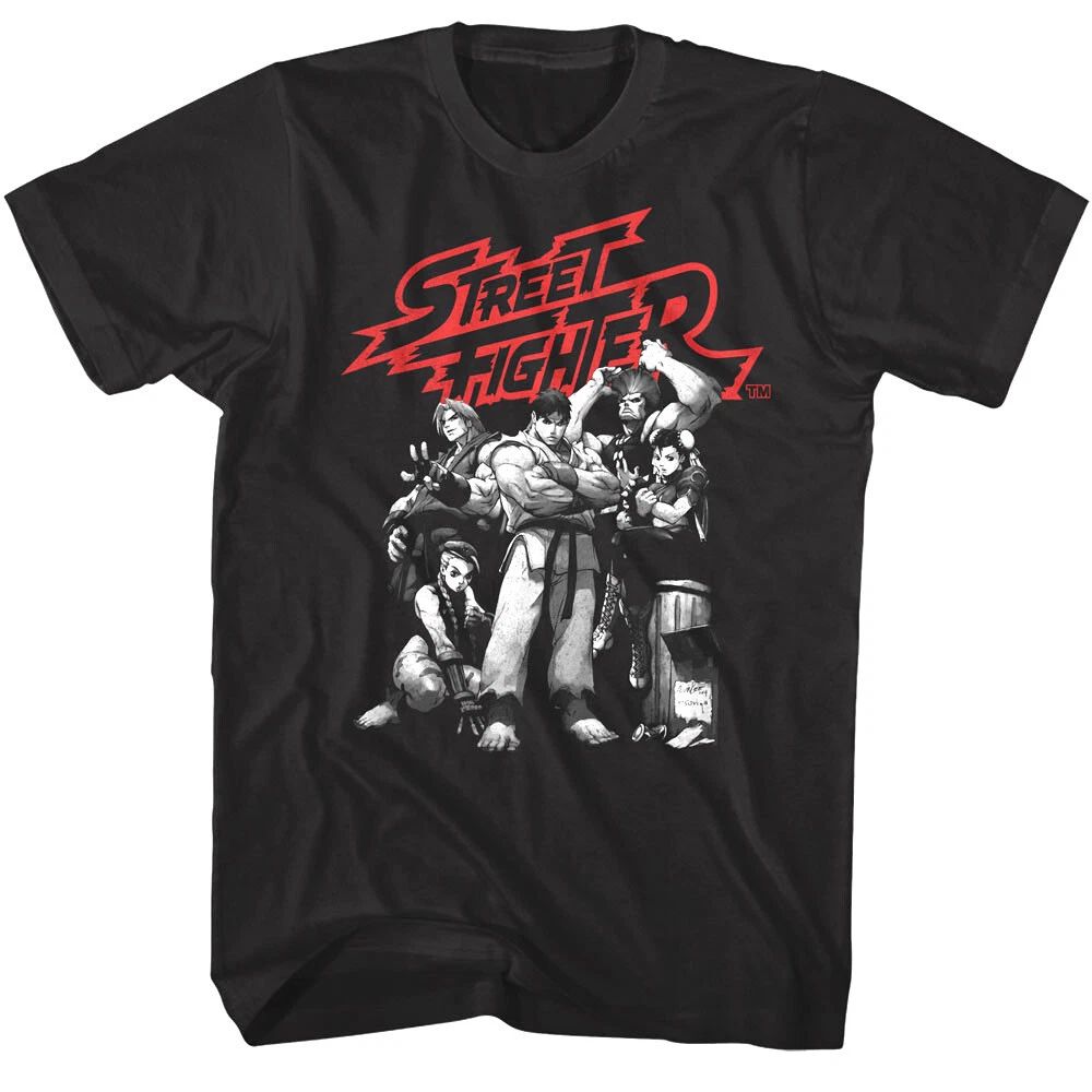 Street Fighter Charcoal Sketch Men's T Shirt Cammy Guile Chun-Li Ryu Ken Capcom Unisex