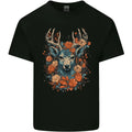 A Fantasy Deer With Flowers Mens Cotton Tee Top Unisex