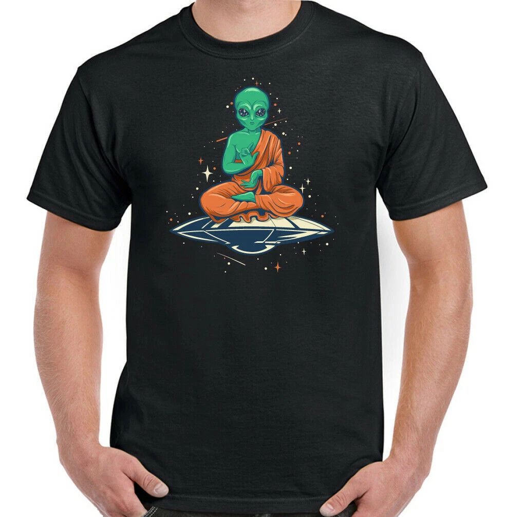 Alien Buddha Mens Funny Spaceman Astronomy Atheist Atheism Yoga Top Unisex