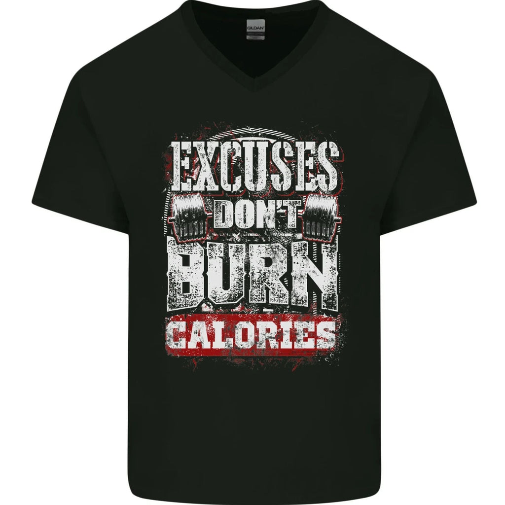 Excuses Calories Gym Training Top Funny Mens V-Neck Cotton Unisex