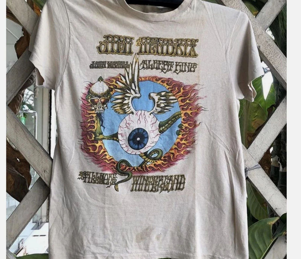 90s Jimi Hendrix Retro Style White Short Sleeve Remake T shirt S-5XL Unisex