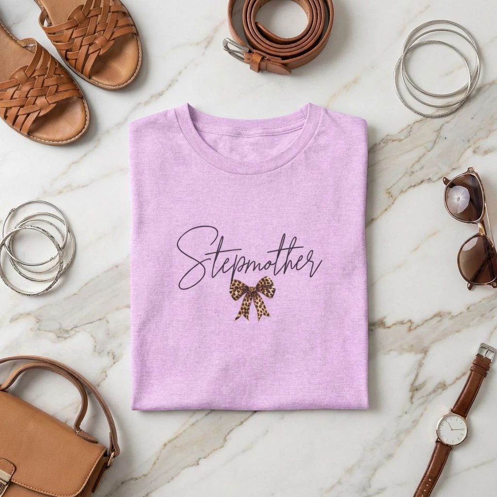 Stepmother Script with Leopard Bow Tee | Stepmom Shirt Unisex