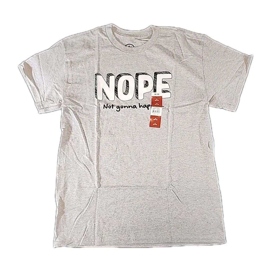 DOM Gray Cotton Graphic "Nope Not Gonna Happen" Men's Crew Neck Medium Unisex