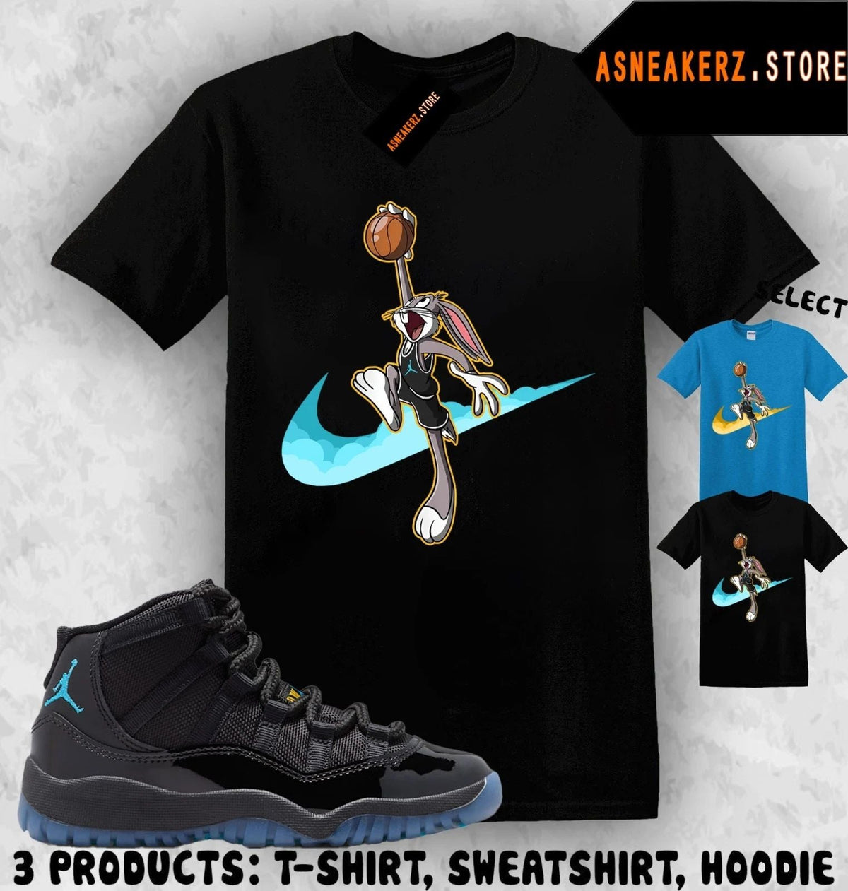 Shirt Match AJ 11 Gamma Blue 2025 Sneaker Matching Tee Just Dunk It Bugs Unisex