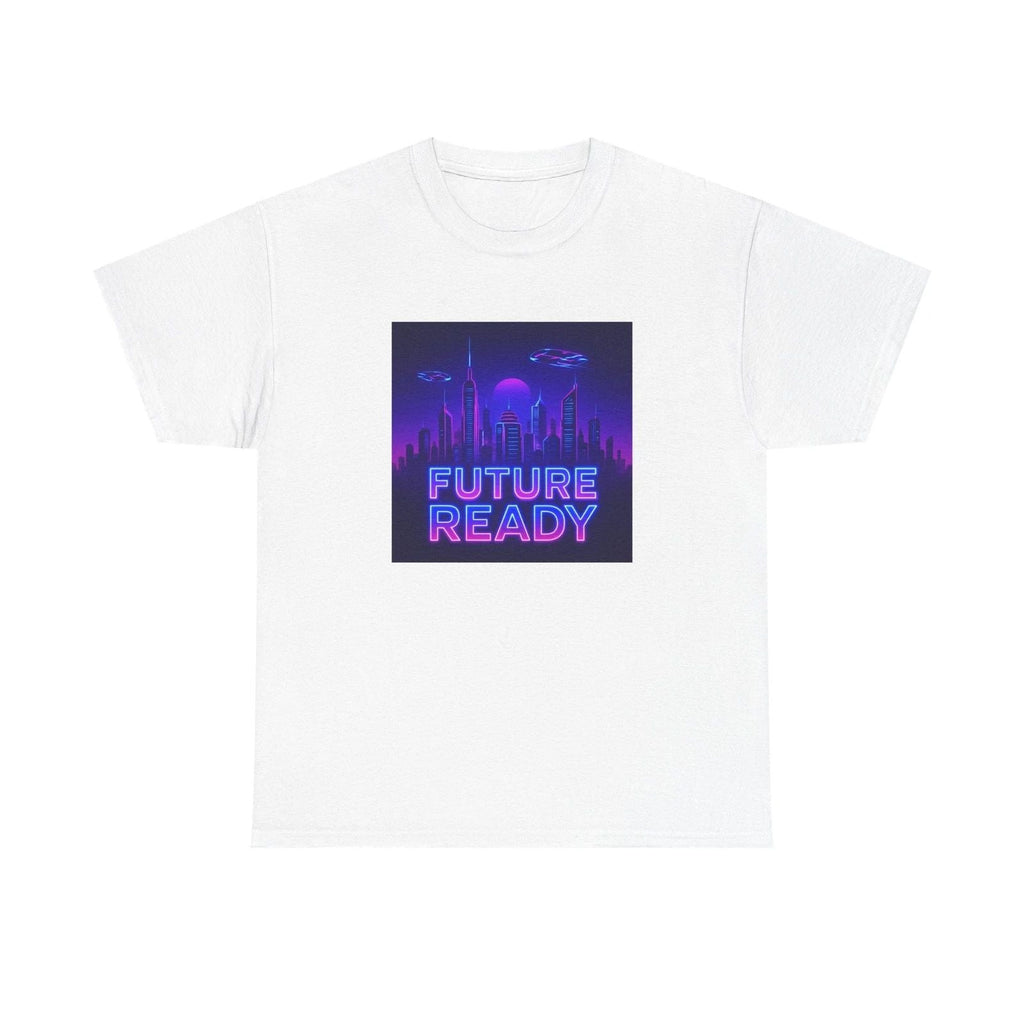 Unisex Adult T Shirt Future Ready Neon City Skyline Sci-Fi Unisex