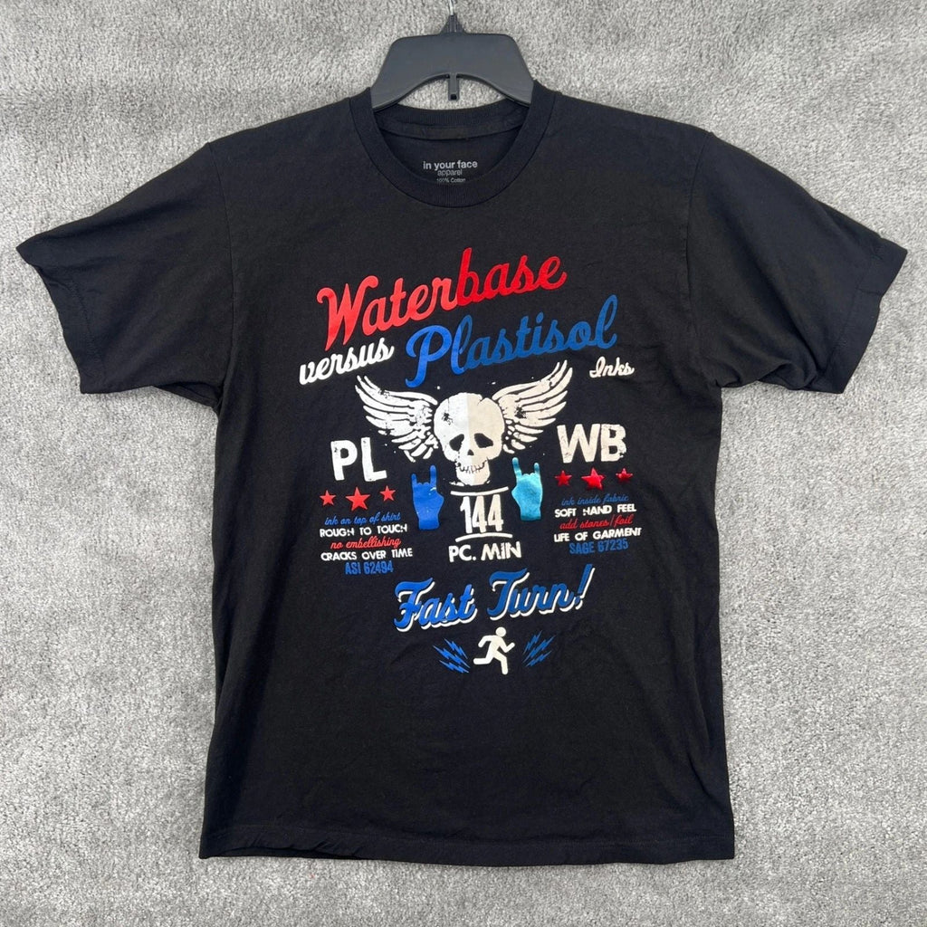 In Your Face Apparel Waterbase Versus Plastisol Inks Graphic Mens L Unisex