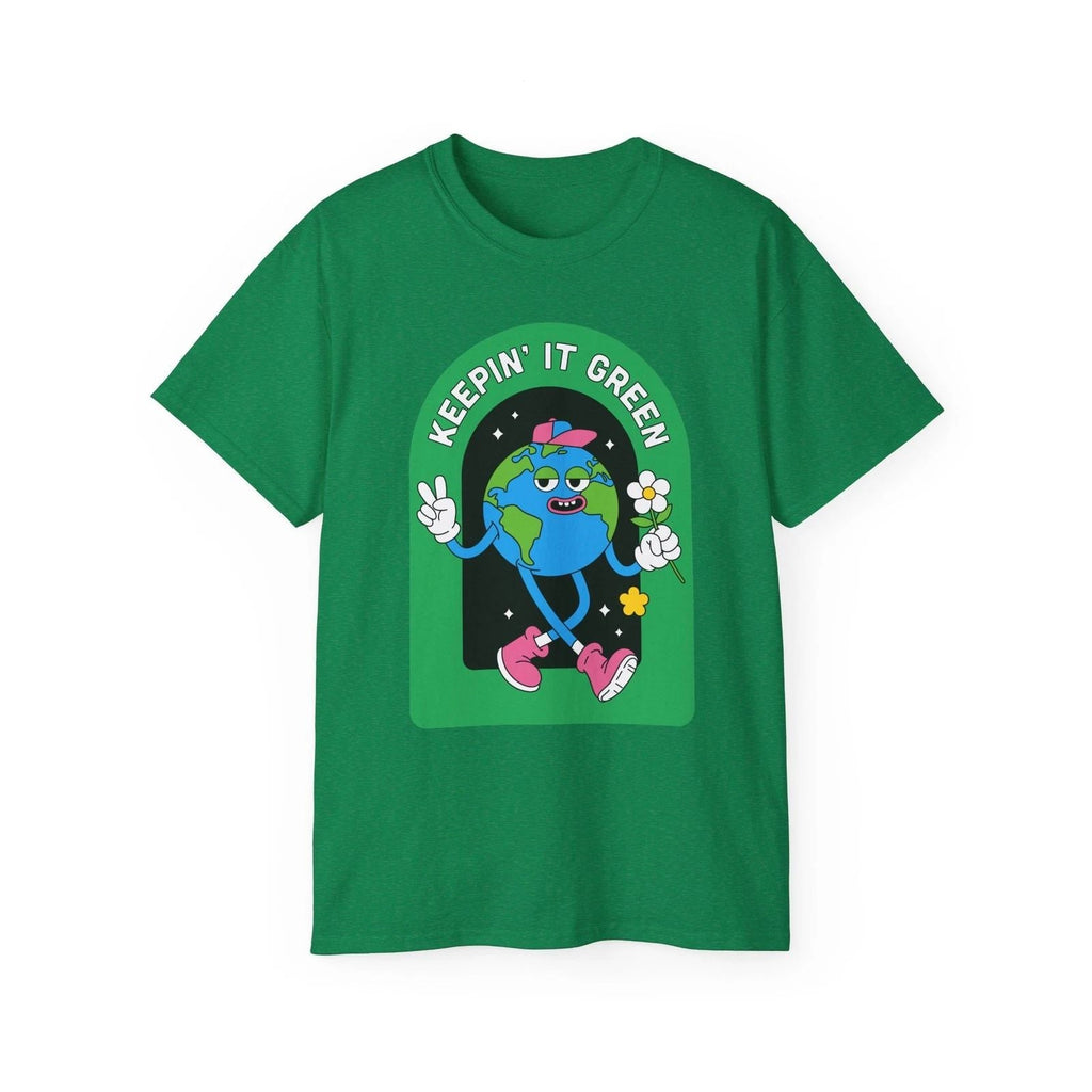 Keepin' It Green Earth Character Tee | Sustainable Planet Graphic Shirt Unisex