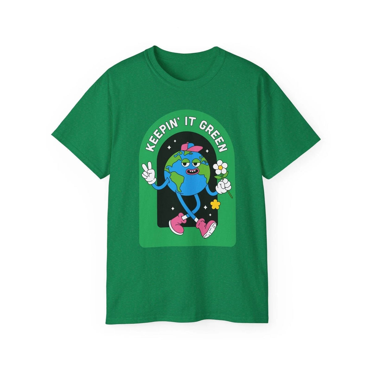 Keepin' It Green Earth Character Tee | Sustainable Planet Graphic Shirt Unisex