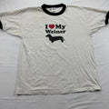 Y2K I Love My Weiner Dachshund Graphic Ringer XL White Black Alstyle Unisex